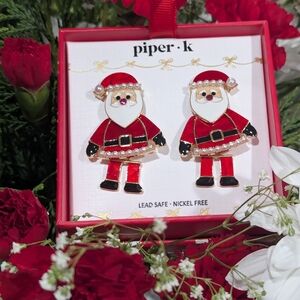 NEW Piper K Santa Earrings - Red and White